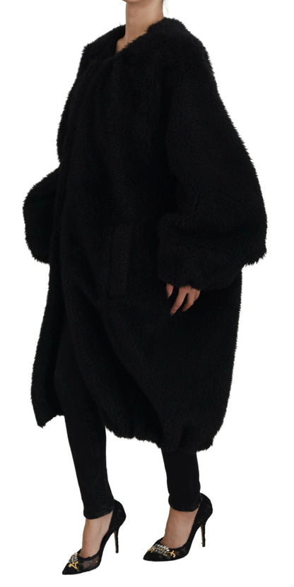 Dolce & Gabbana Black Cashmere Blend Faux Fur Coat Jacket by Dolce & Gabbana