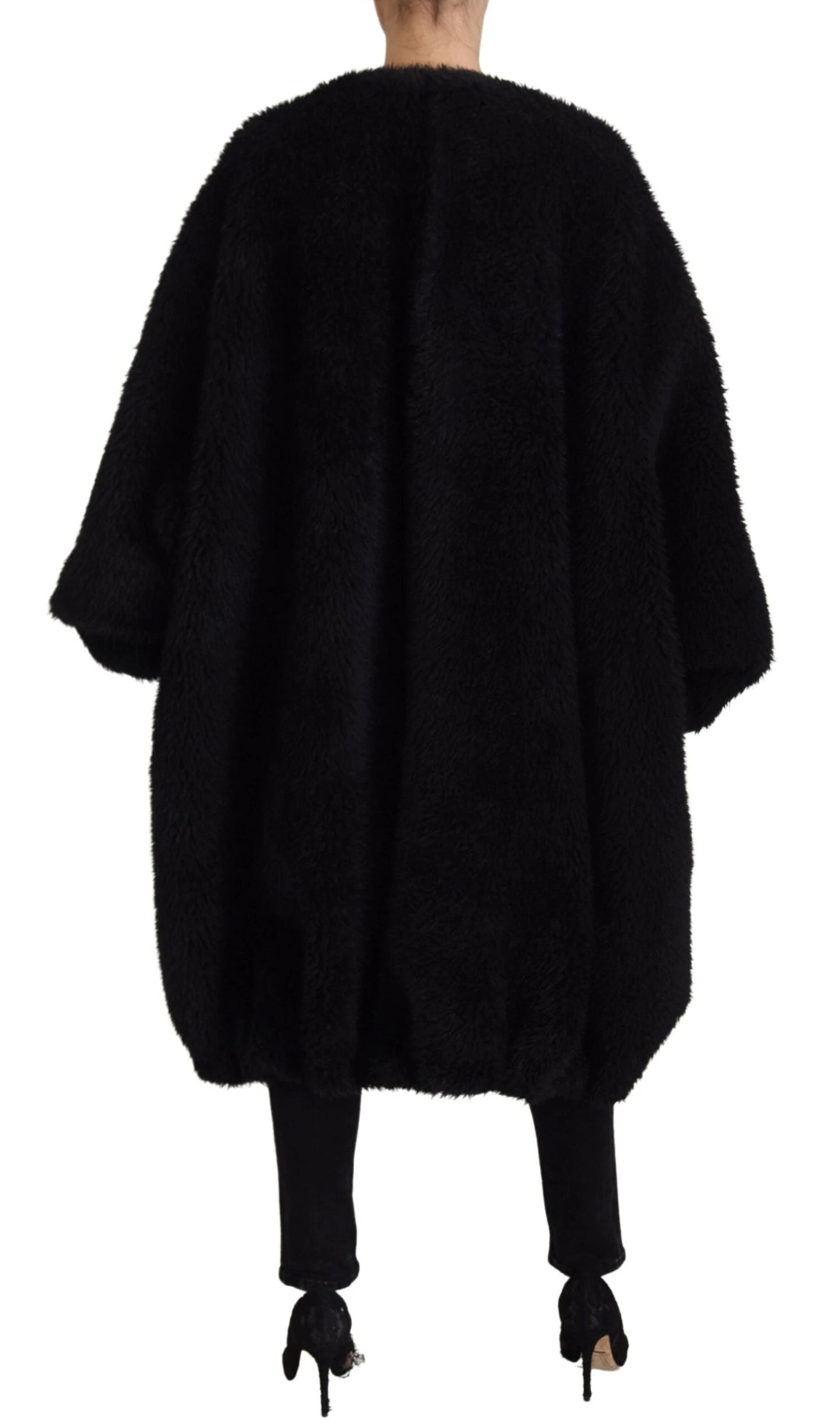 Dolce & Gabbana Black Cashmere Blend Faux Fur Coat Jacket by Dolce & Gabbana