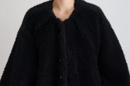 Dolce & Gabbana Black Cashmere Blend Faux Fur Coat Jacket by Dolce & Gabbana