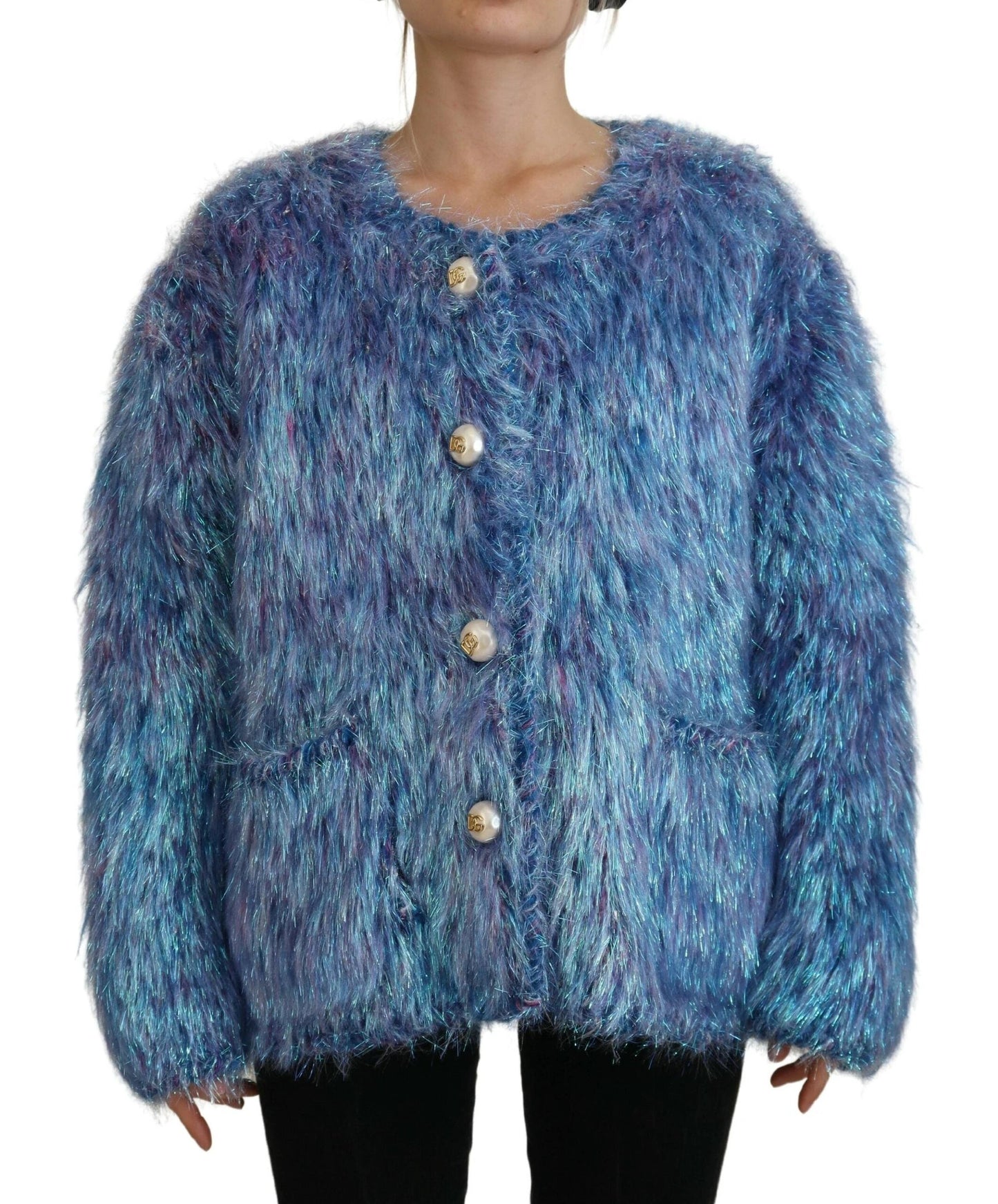 Dolce & Gabbana Multicolor Polyester Fringes Coat Jacket by Dolce & Gabbana