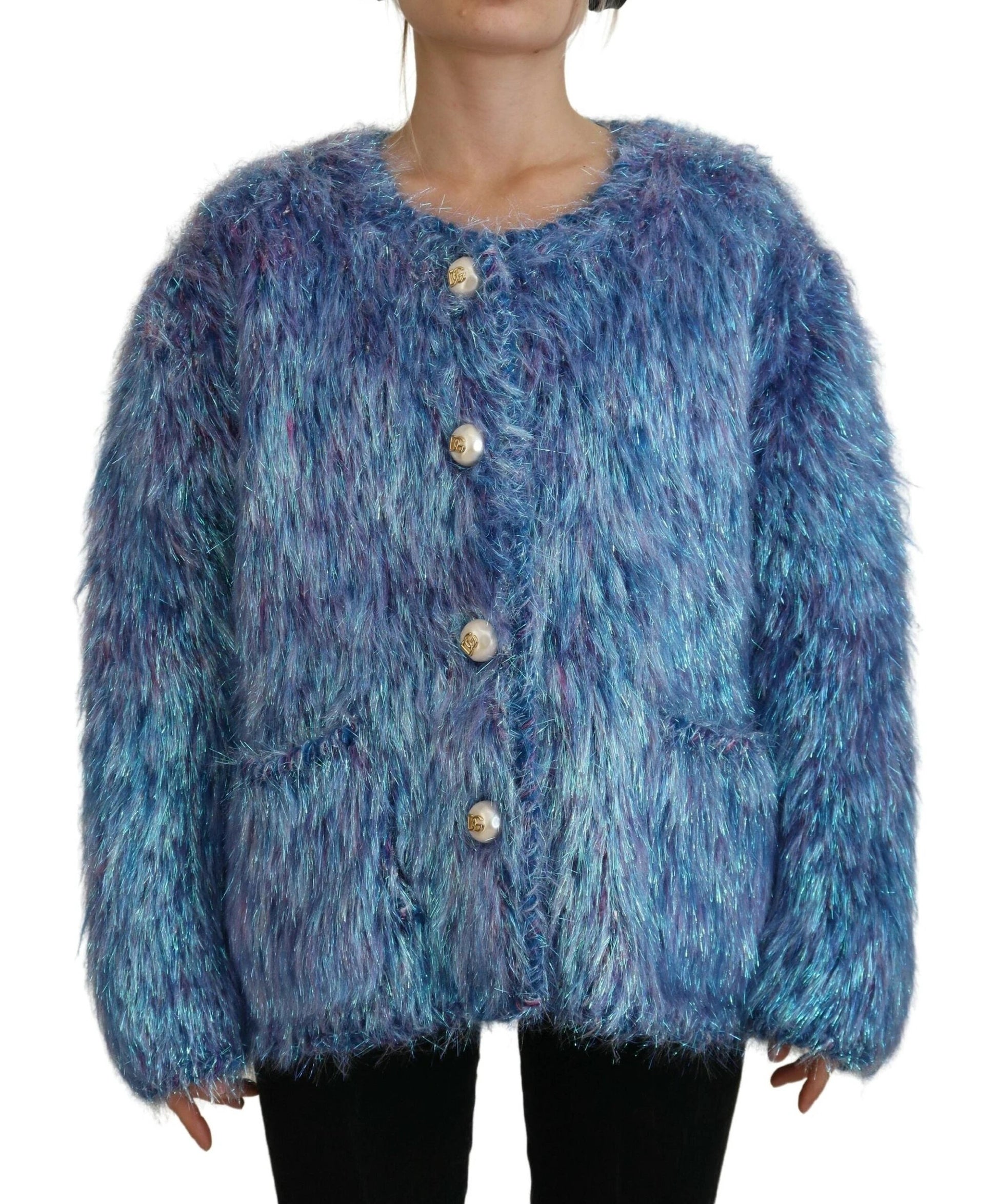 Dolce & Gabbana Multicolor Polyester Fringes Coat Jacket by Dolce & Gabbana