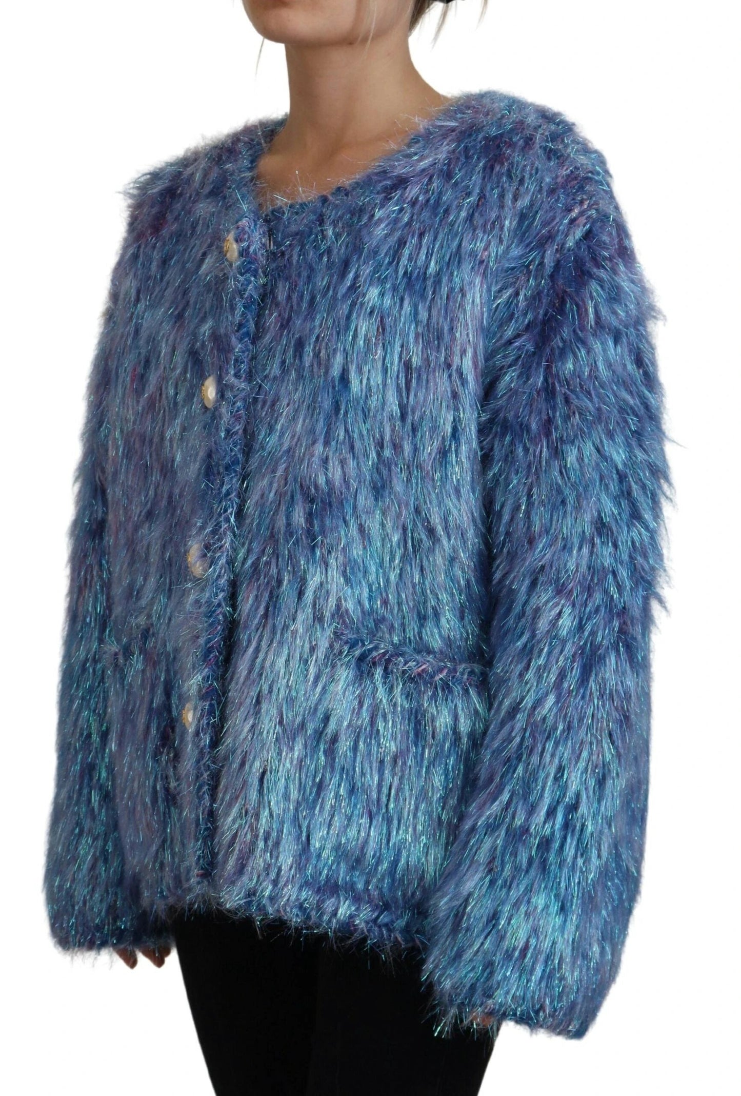 Dolce & Gabbana Multicolor Polyester Fringes Coat Jacket by Dolce & Gabbana
