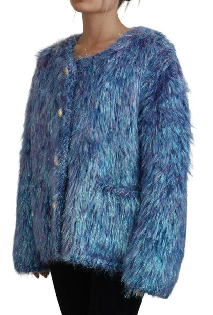 Dolce & Gabbana Multicolor Polyester Fringes Coat Jacket by Dolce & Gabbana