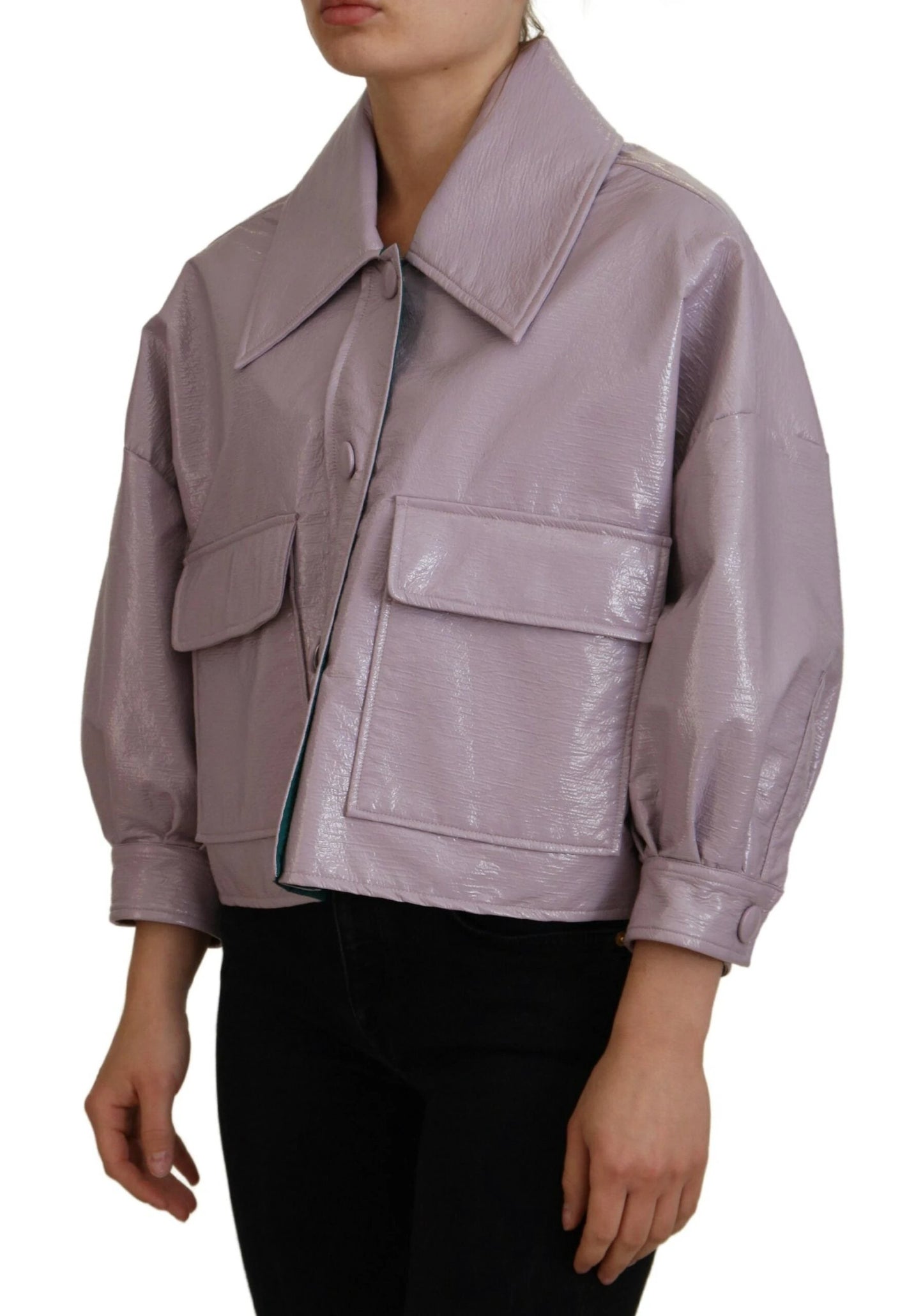 Dolce & Gabbana Purple Cotton Button Down Cropped Jacket by Dolce & Gabbana