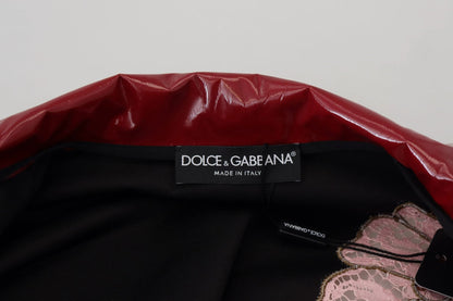 Dolce & Gabbana Maroon Floral Full Zip Polyester Women Jacket by Dolce & Gabbana