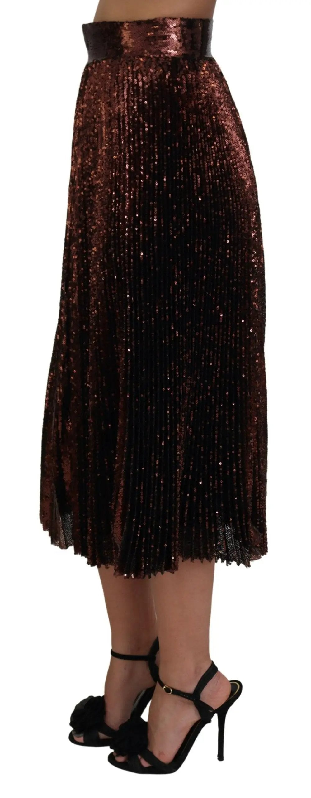 Dolce & Gabbana Bronze Sequined High Waist A-line Maxi Skirt by Dolce & Gabbana
