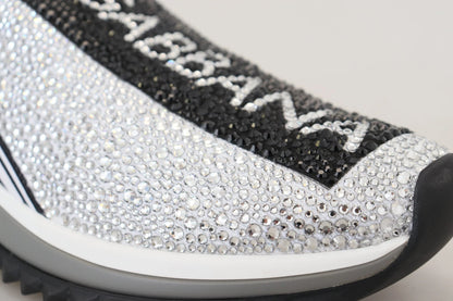 Dolce & Gabbana Silver Rhinestones Sorrento Sneakers Shoes