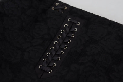 Dolce & Gabbana Black Brocade Mini Above Knee Pencil Skirt by Dolce & Gabbana