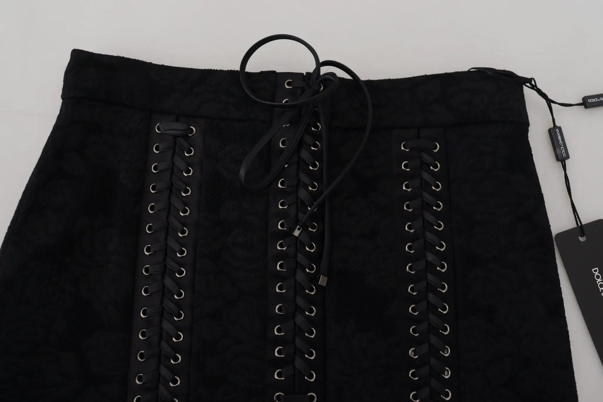 Dolce & Gabbana Black Brocade Mini Above Knee Pencil Skirt by Dolce & Gabbana