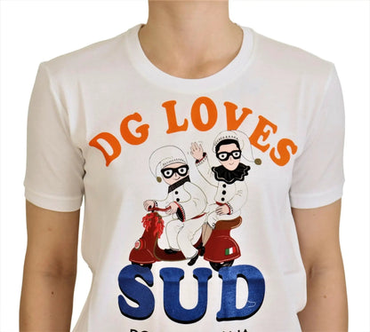 Dolce & Gabbana White Cotton DG Loves SUD T-shirt by Dolce & Gabbana