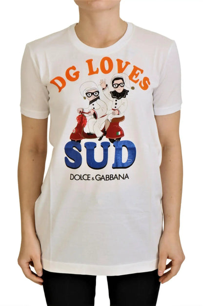 Dolce & Gabbana White Cotton DG Loves SUD T-shirt by Dolce & Gabbana