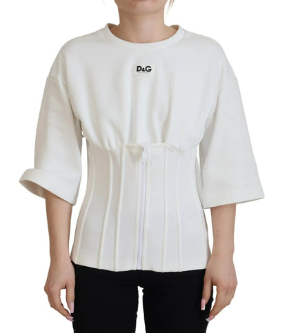 Dolce & Gabbana White Corset Stretch Cotton Top T-shirt by Dolce & Gabbana