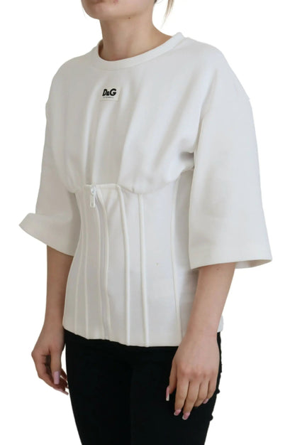 Dolce & Gabbana White Corset Stretch Cotton Top T-shirt by Dolce & Gabbana
