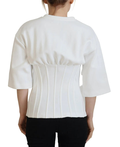Dolce & Gabbana White Corset Stretch Cotton Top T-shirt by Dolce & Gabbana