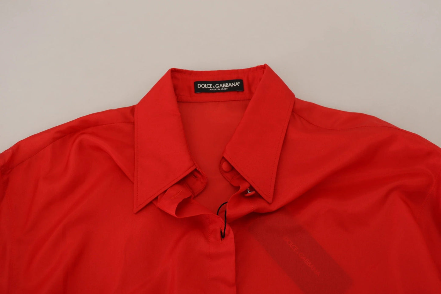 Dolce & Gabbana Red Silk Collared Long Sleeves Dress Shirt Top by Dolce & Gabbana