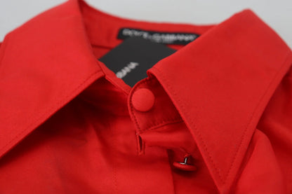 Dolce & Gabbana Red Silk Collared Long Sleeves Dress Shirt Top by Dolce & Gabbana