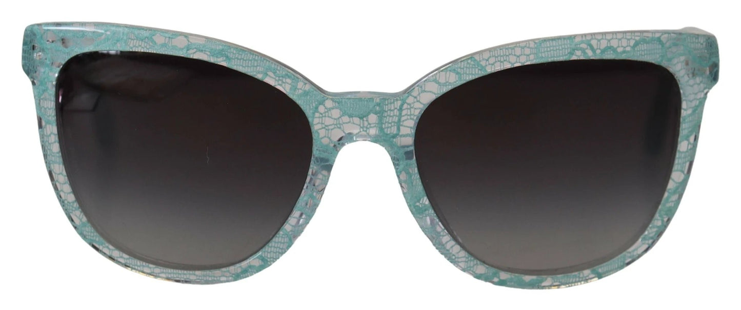 Dolce & Gabbana Blue DG4190 Lace Crystal Acetate Butterfly Sunglasses by Dolce & Gabbana