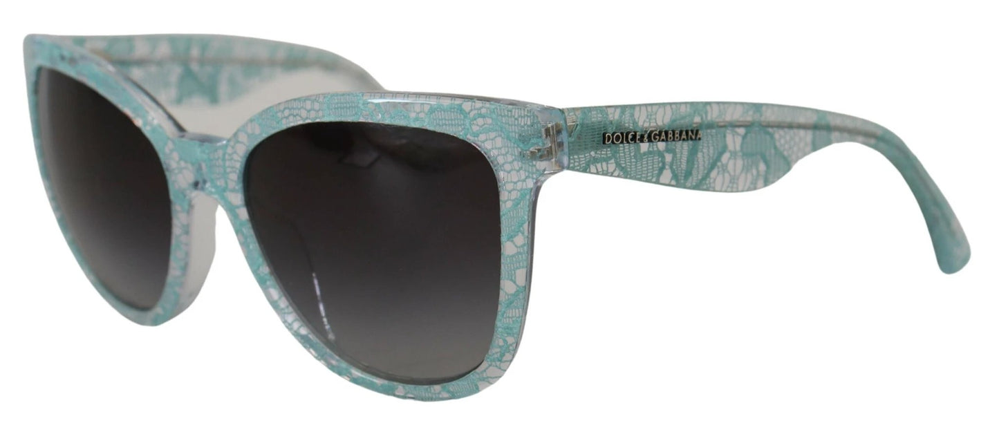 Dolce & Gabbana Blue DG4190 Lace Crystal Acetate Butterfly Sunglasses by Dolce & Gabbana