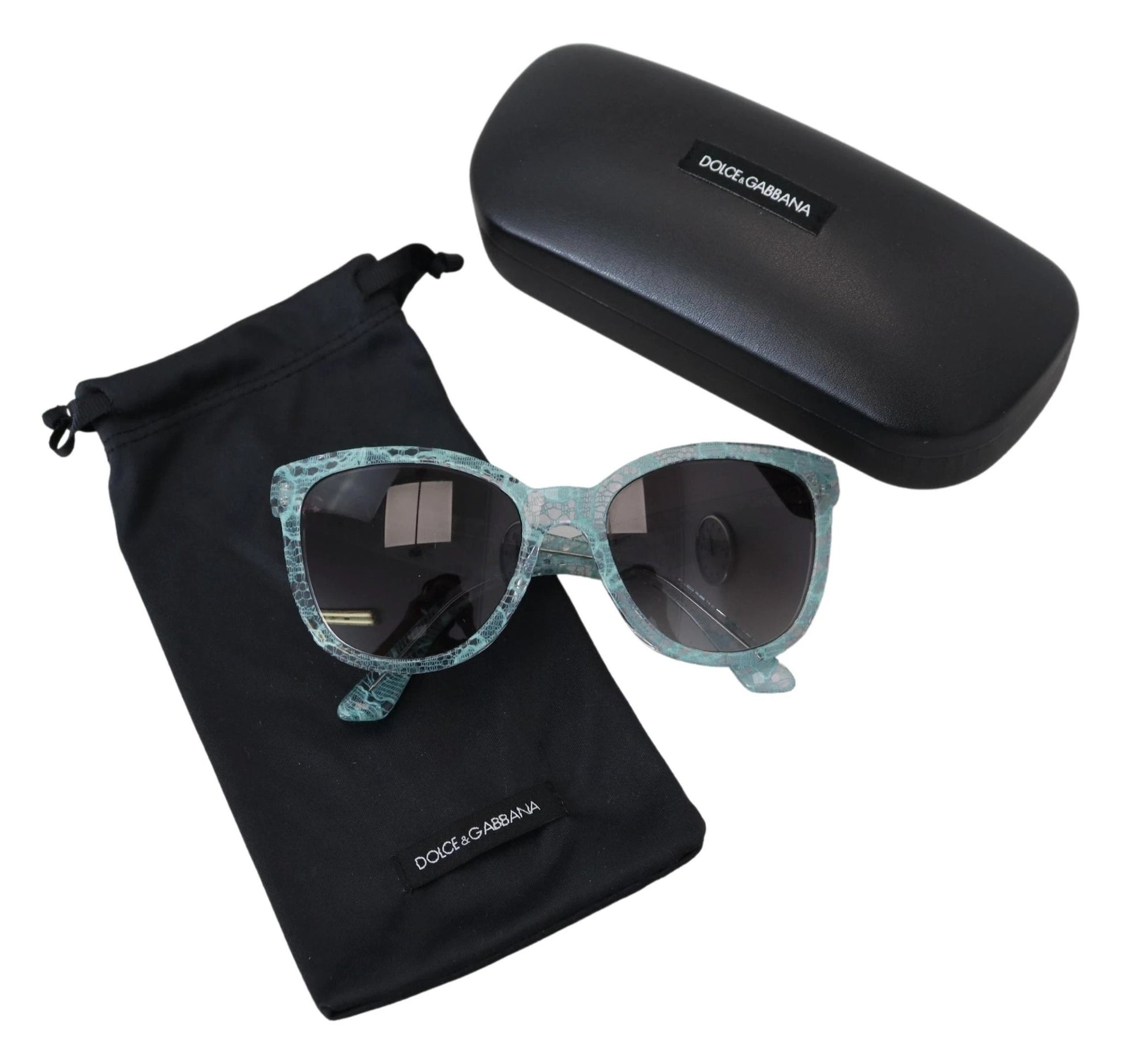 Dolce & Gabbana Blue DG4190 Lace Crystal Acetate Butterfly Sunglasses by Dolce & Gabbana