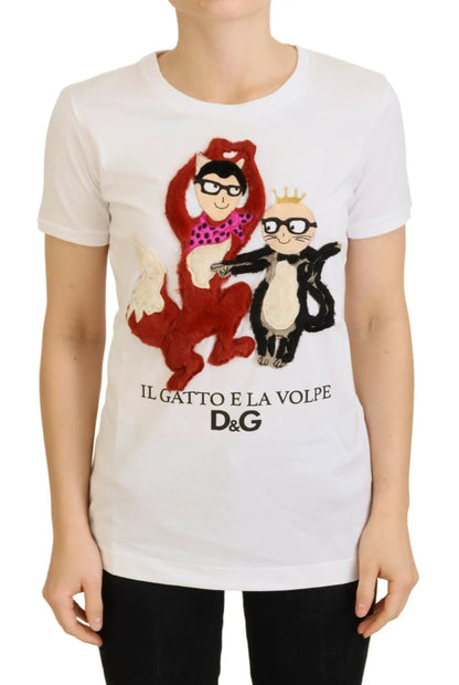 Dolce & Gabbana T-shirt Top White Textured Short Sleeve by Dolce & Gabbana