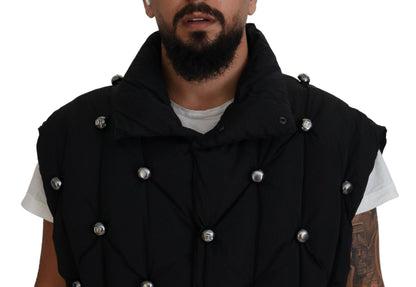 Dolce & Gabbana Black Sleeveless DG Metal Embellishment Jacket