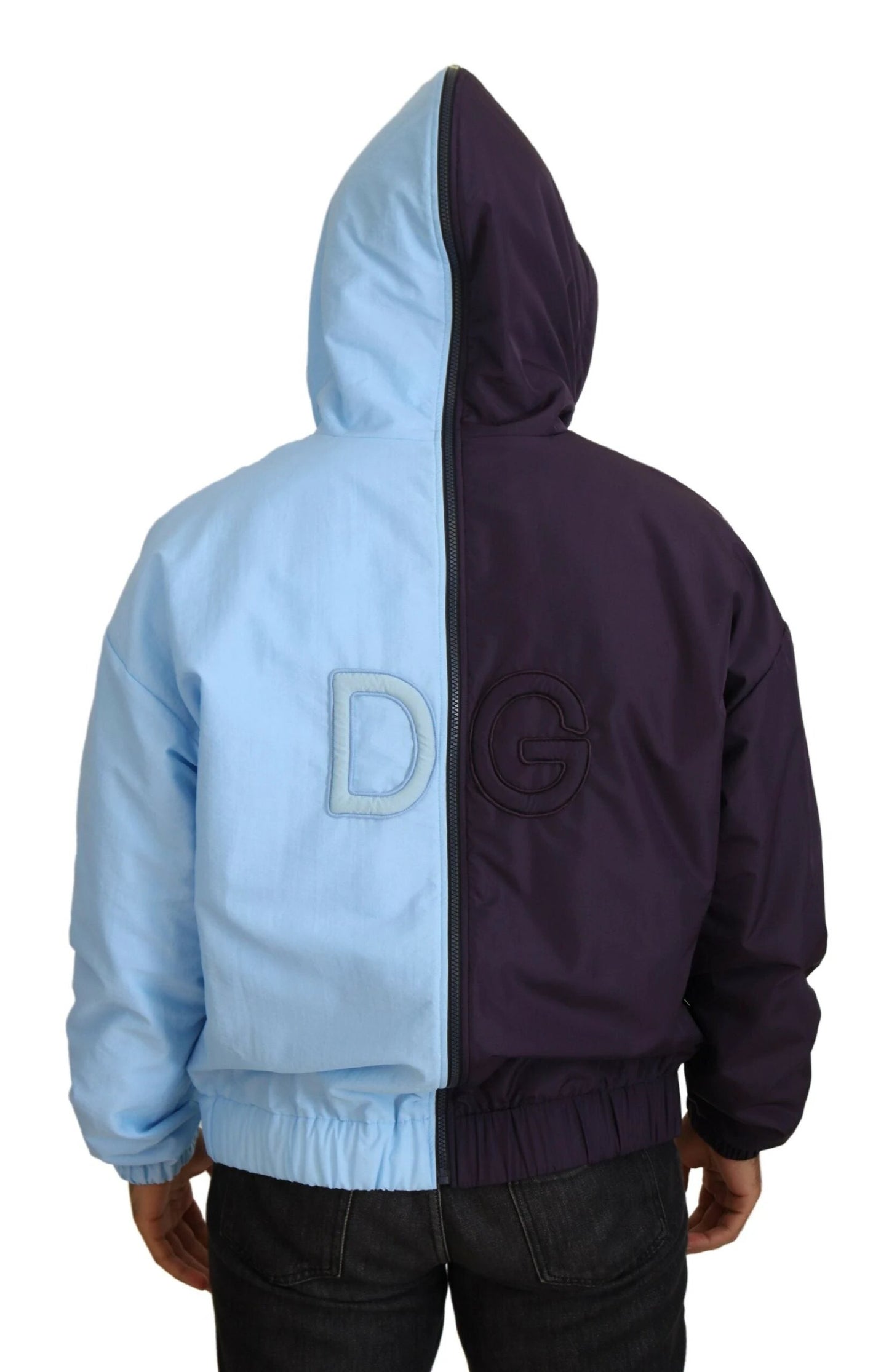 Dolce & Gabbana Black Blue DG Hooded Full Zip Men Jacket by Dolce & Gabbana