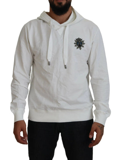 Dolce & Gabbana White Cotton Hooded Sweatshirt Logo Sweater by Dolce & Gabbana