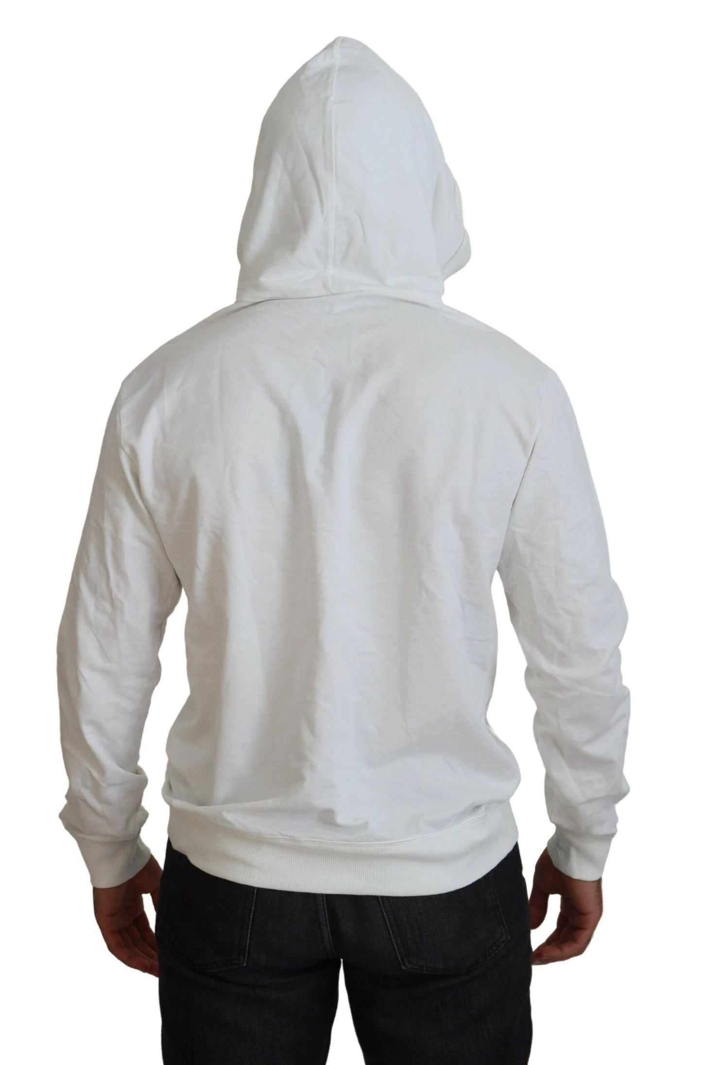 Dolce & Gabbana White Cotton Hooded Sweatshirt Logo Sweater by Dolce & Gabbana