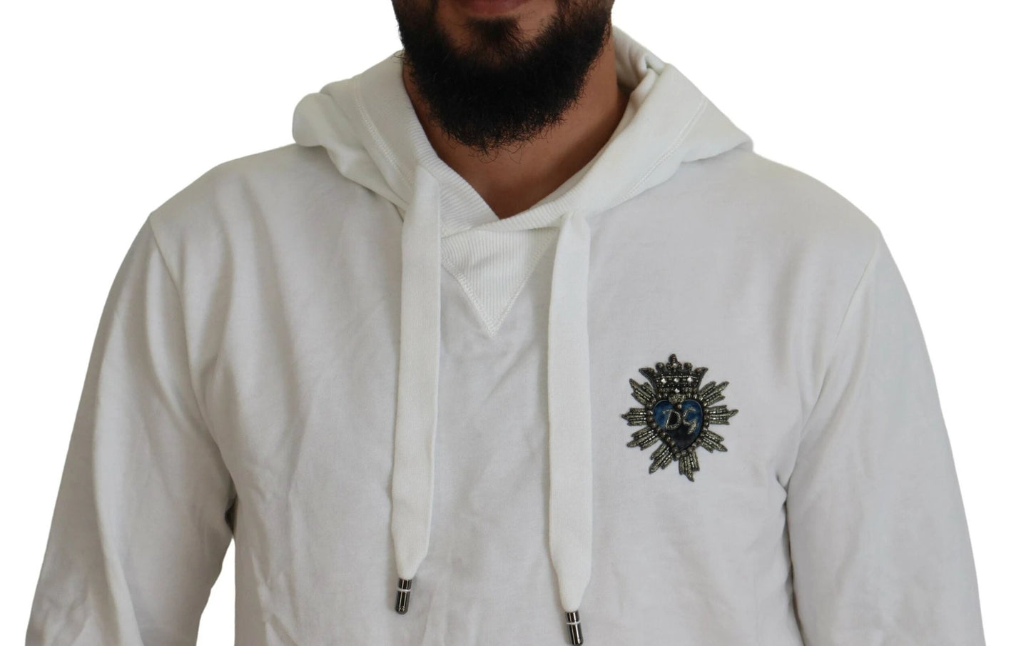 Dolce & Gabbana White Cotton Hooded Sweatshirt Logo Sweater by Dolce & Gabbana