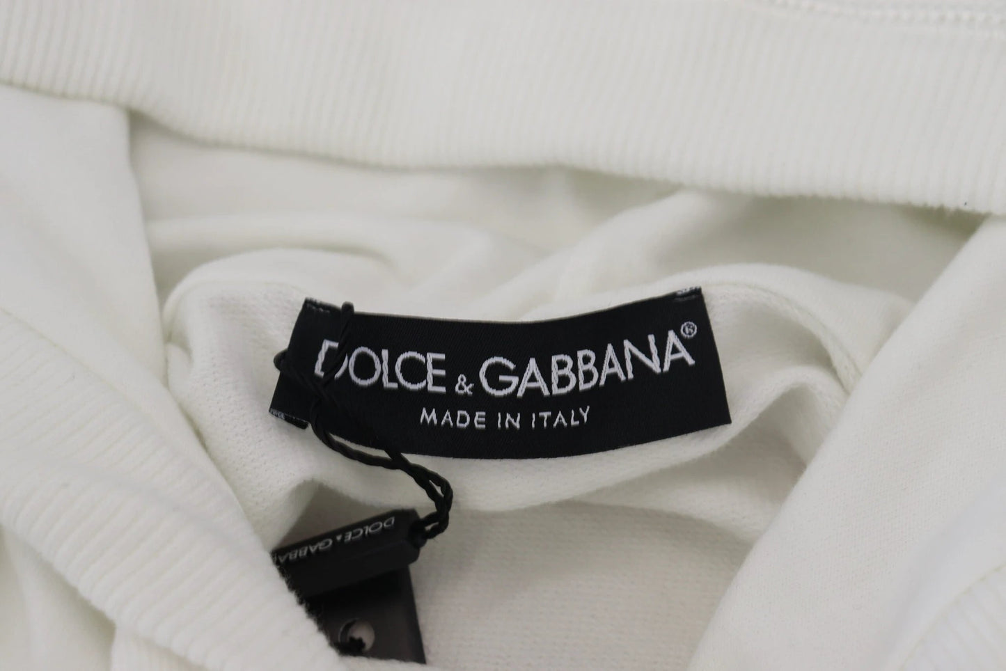 Dolce & Gabbana White Cotton Hooded Sweatshirt Logo Sweater by Dolce & Gabbana