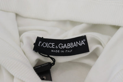 Dolce & Gabbana White Cotton Hooded Sweatshirt Logo Sweater by Dolce & Gabbana