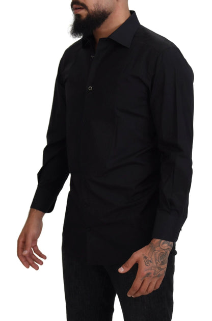 Dolce & Gabbana Black GOLD Cotton Collared Long Sleeve Shirt by Dolce & Gabbana