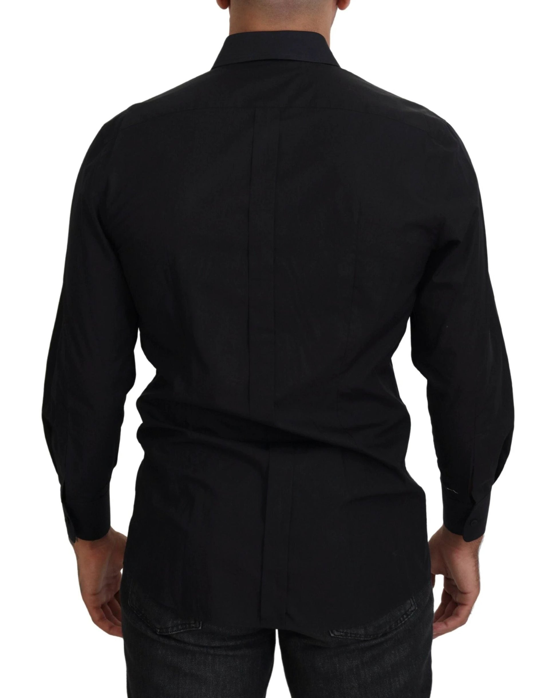 Dolce & Gabbana Black GOLD Cotton Collared Long Sleeve Shirt by Dolce & Gabbana