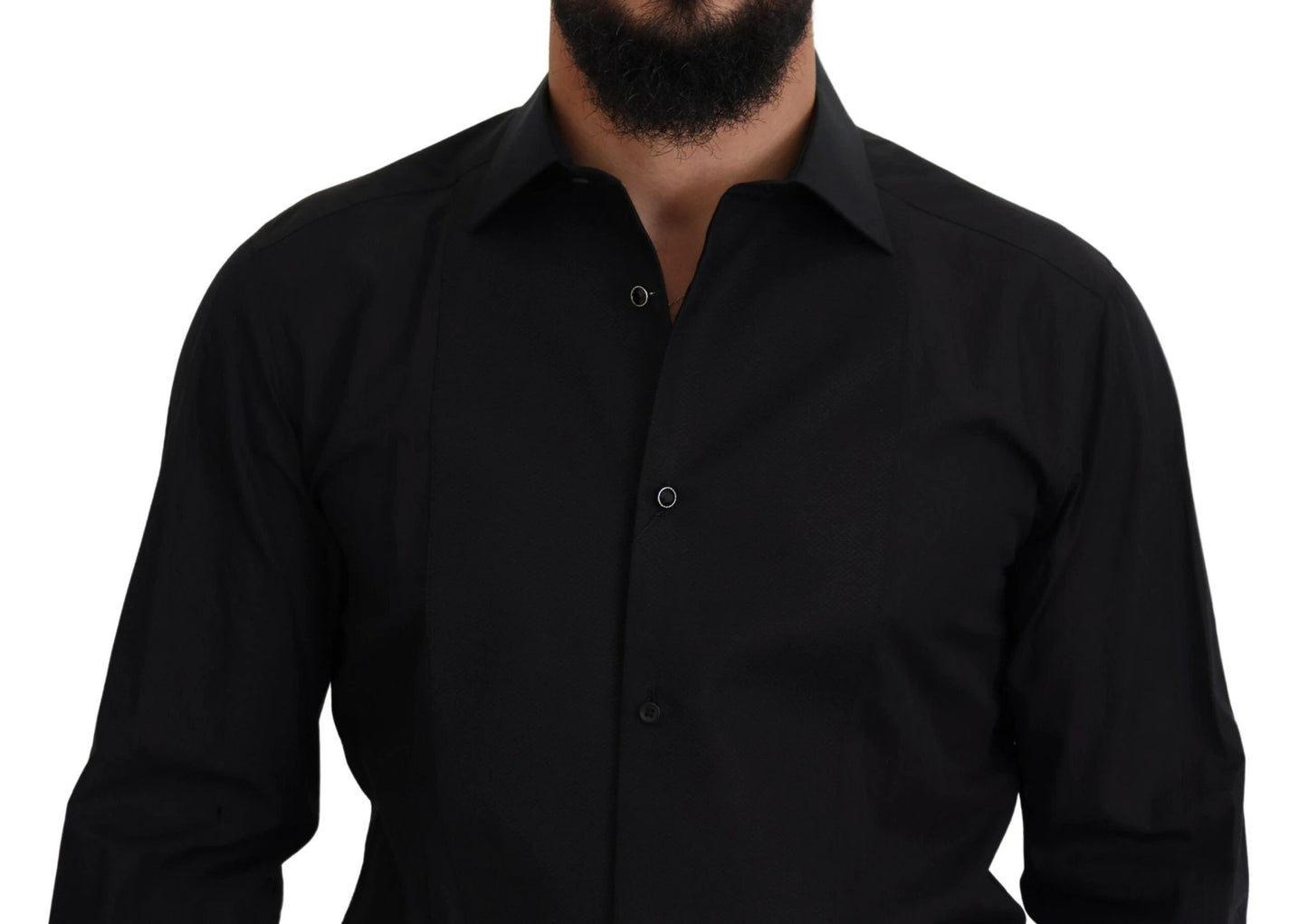 Dolce & Gabbana Black GOLD Cotton Collared Long Sleeve Shirt by Dolce & Gabbana