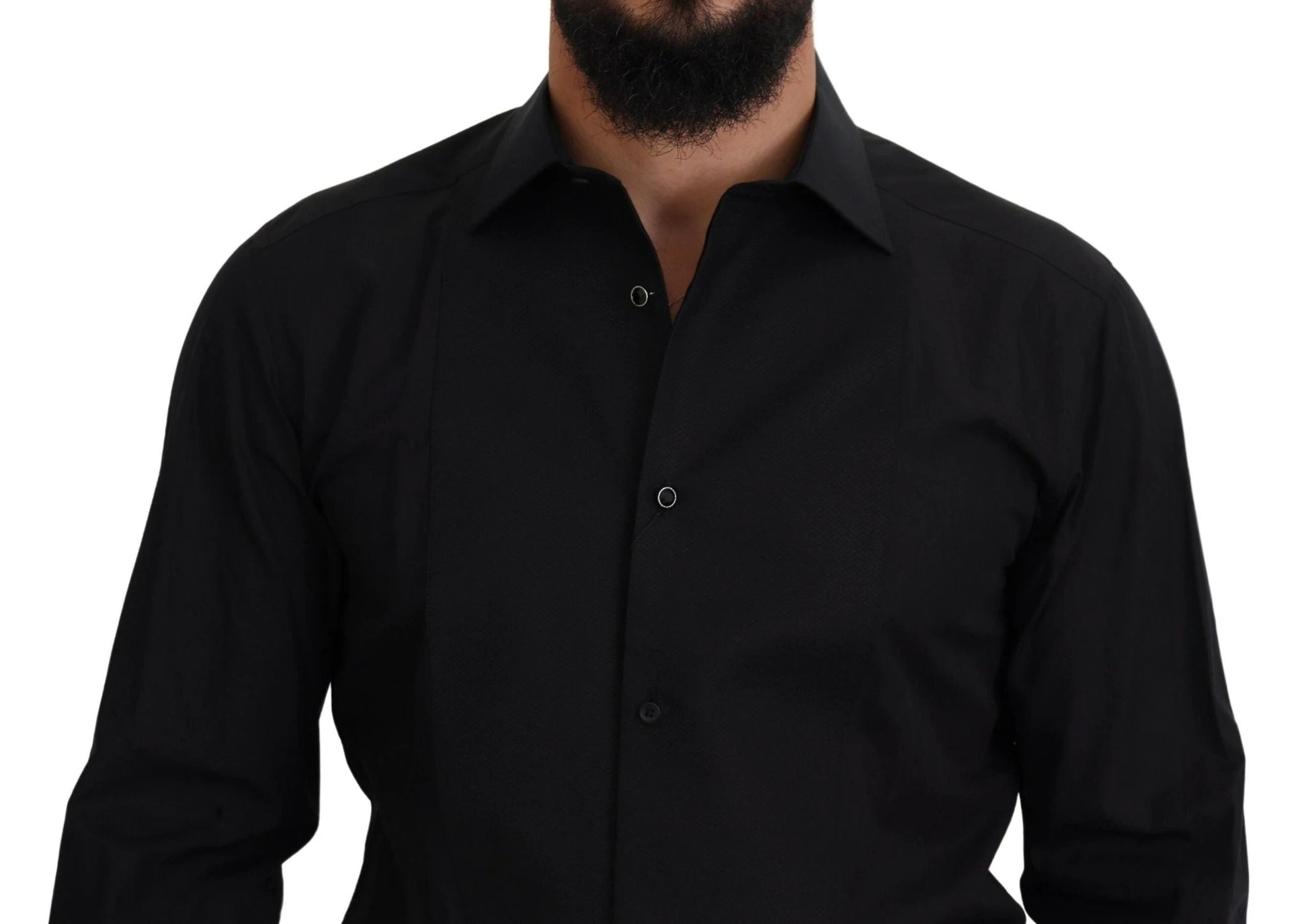 Dolce & Gabbana Black GOLD Cotton Collared Long Sleeve Shirt by Dolce & Gabbana