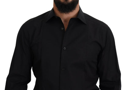 Dolce & Gabbana Black GOLD Cotton Collared Long Sleeve Shirt by Dolce & Gabbana