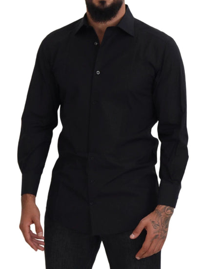 Dolce & Gabbana Black GOLD Cotton Collared Long Sleeve Shirt by Dolce & Gabbana