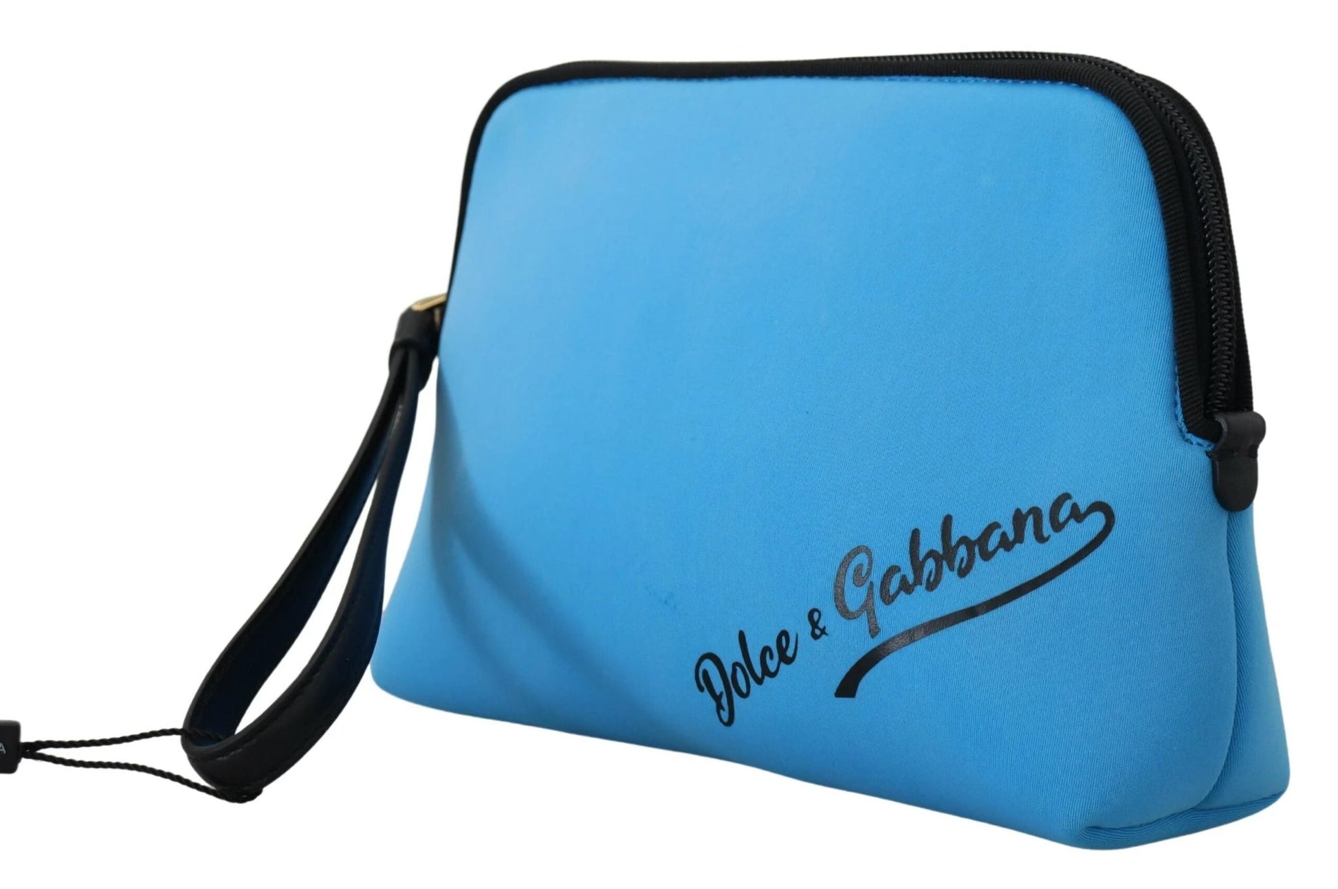 Dolce & Gabbana Blue Logo Print Hand Pouch Leopard Print Toiletry Bag by Dolce & Gabbana