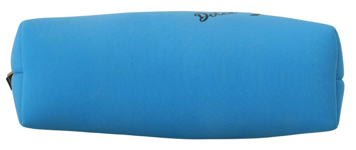 Dolce & Gabbana Blue Logo Print Hand Pouch Leopard Print Toiletry Bag by Dolce & Gabbana