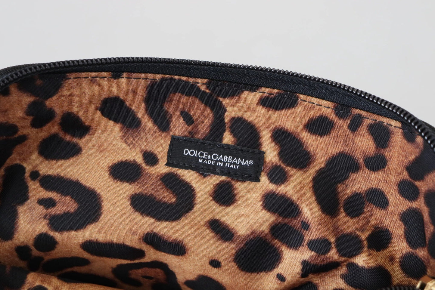 Dolce & Gabbana Blue Logo Print Hand Pouch Leopard Print Toiletry Bag by Dolce & Gabbana
