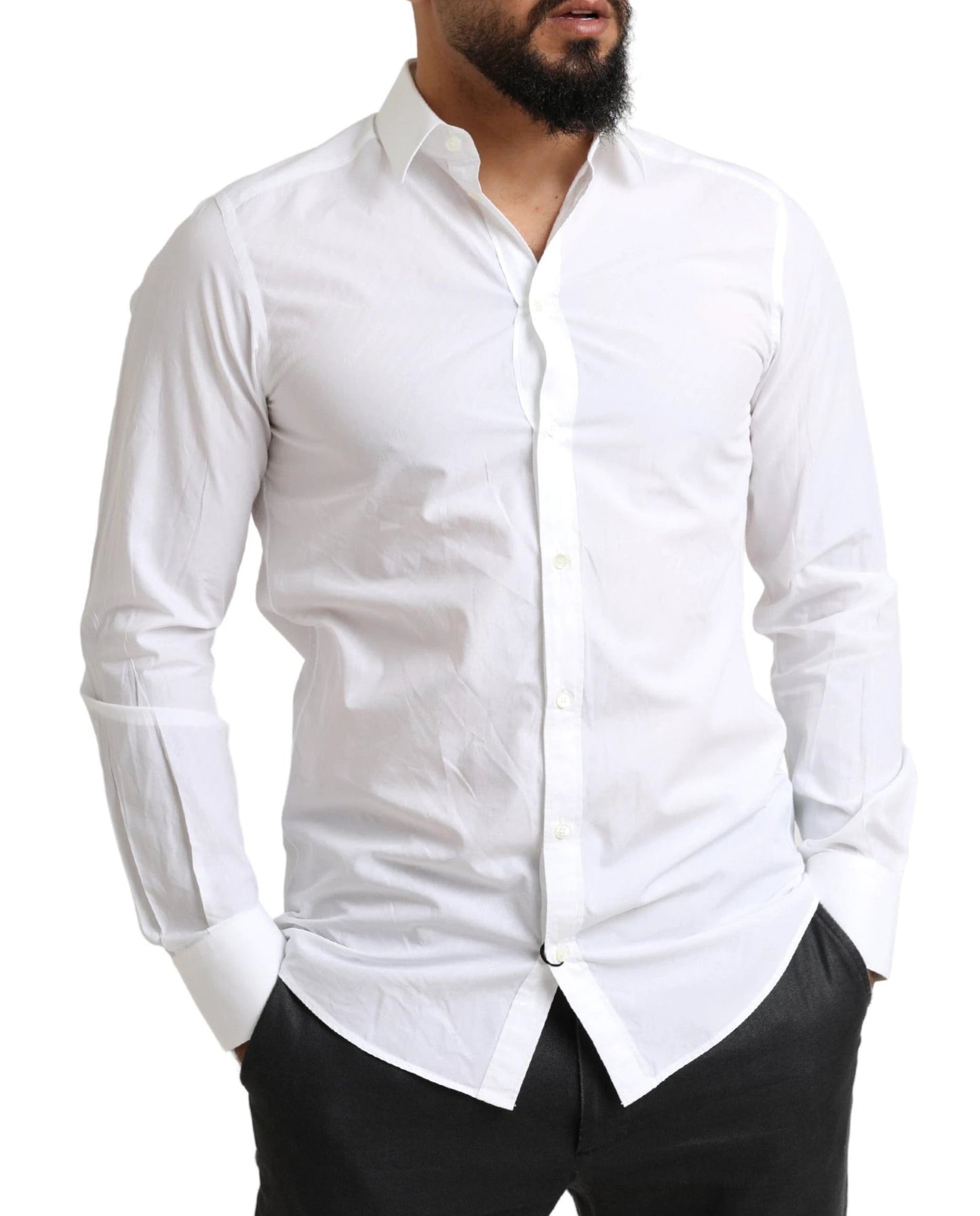 Dolce & Gabbana White MARTINI Cotton Dress Formal Shirt by Dolce & Gabbana