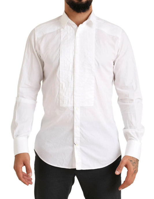 Dolce & Gabbana White GOLD Formal Cotton Tuxedo Dress Shirt by Dolce & Gabbana