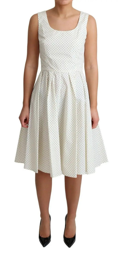 Dolce & Gabbana White Polka Dotted Cotton A-Line Dress by Dolce & Gabbana