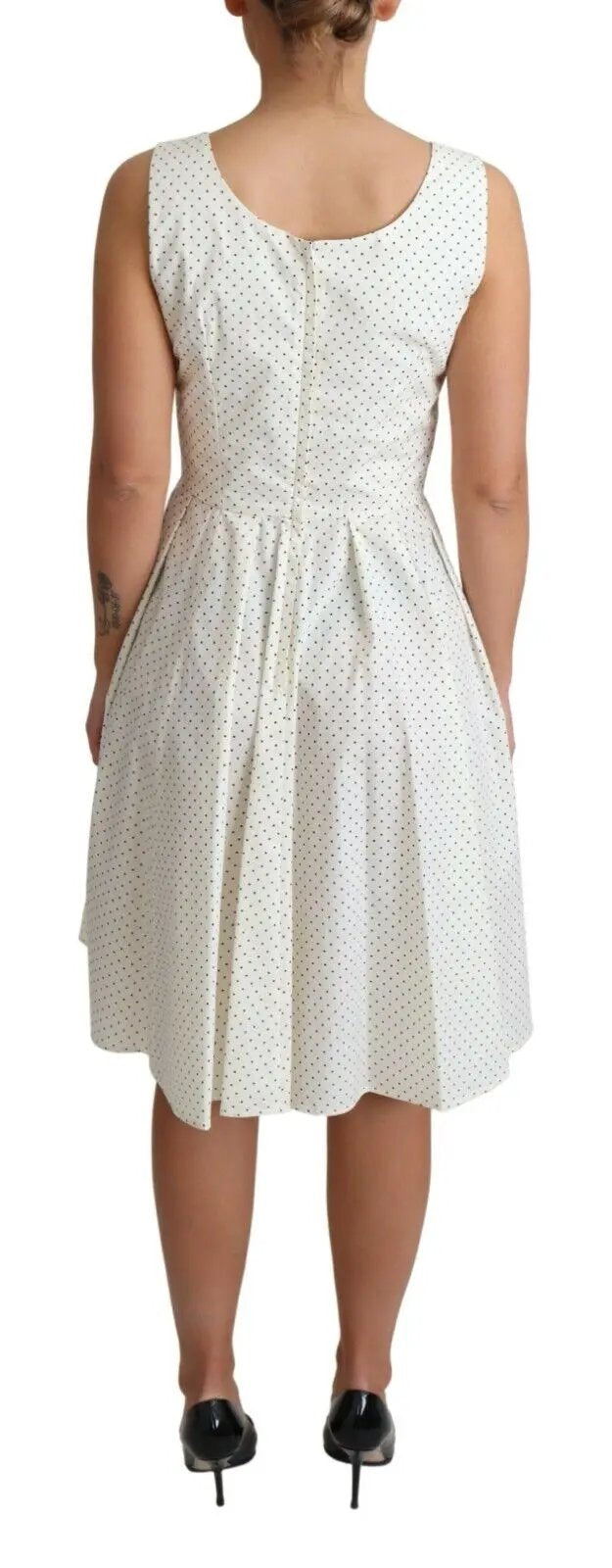 Dolce & Gabbana White Polka Dotted Cotton A-Line Dress by Dolce & Gabbana