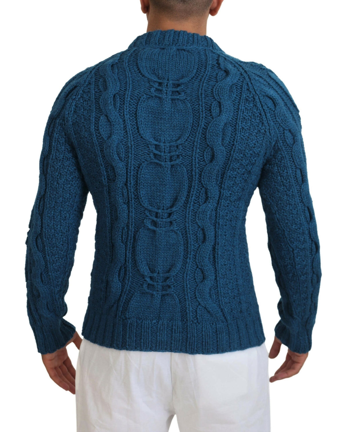 Pull Dolce & Gabbana homme col rond en laine et alpaga bleu – TSH83882
