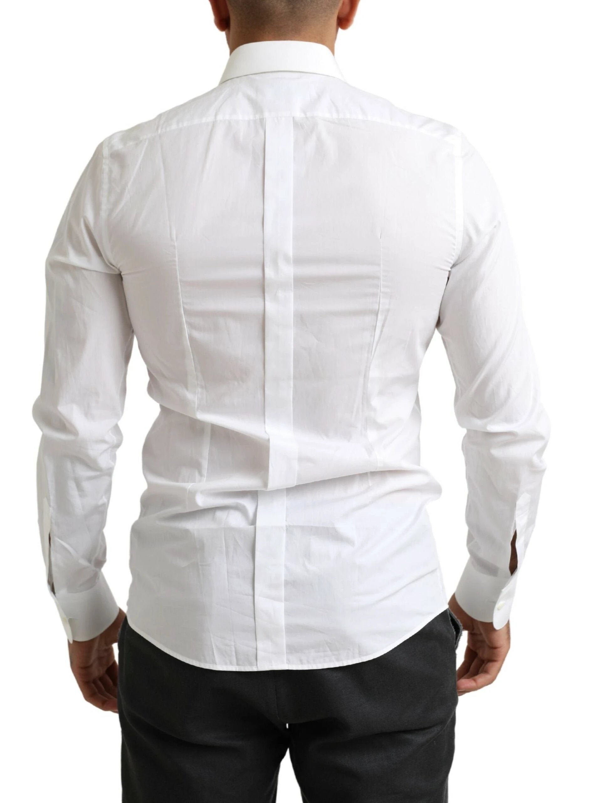 Dolce & Gabbana White Tuxedo Slim Fit Baroque Shirt by Dolce & Gabbana
