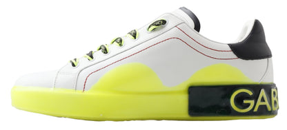 Baskets Dolce & Gabbana homme Portofino en cuir blanc et jaune – MV4980