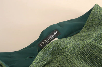 Dolce & Gabbana Metallic Green High Waist A-line Pleated Skirt by Dolce & Gabbana