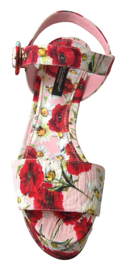 Dolce & Gabbana Multicolor floral print Wedges Floral Ankle Strap Sandals by Dolce & Gabbana