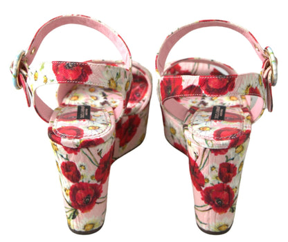 Dolce & Gabbana Multicolor floral print Wedges Floral Ankle Strap Sandals by Dolce & Gabbana